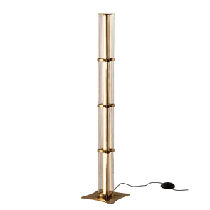 Gold-framed crystal column floor lamp